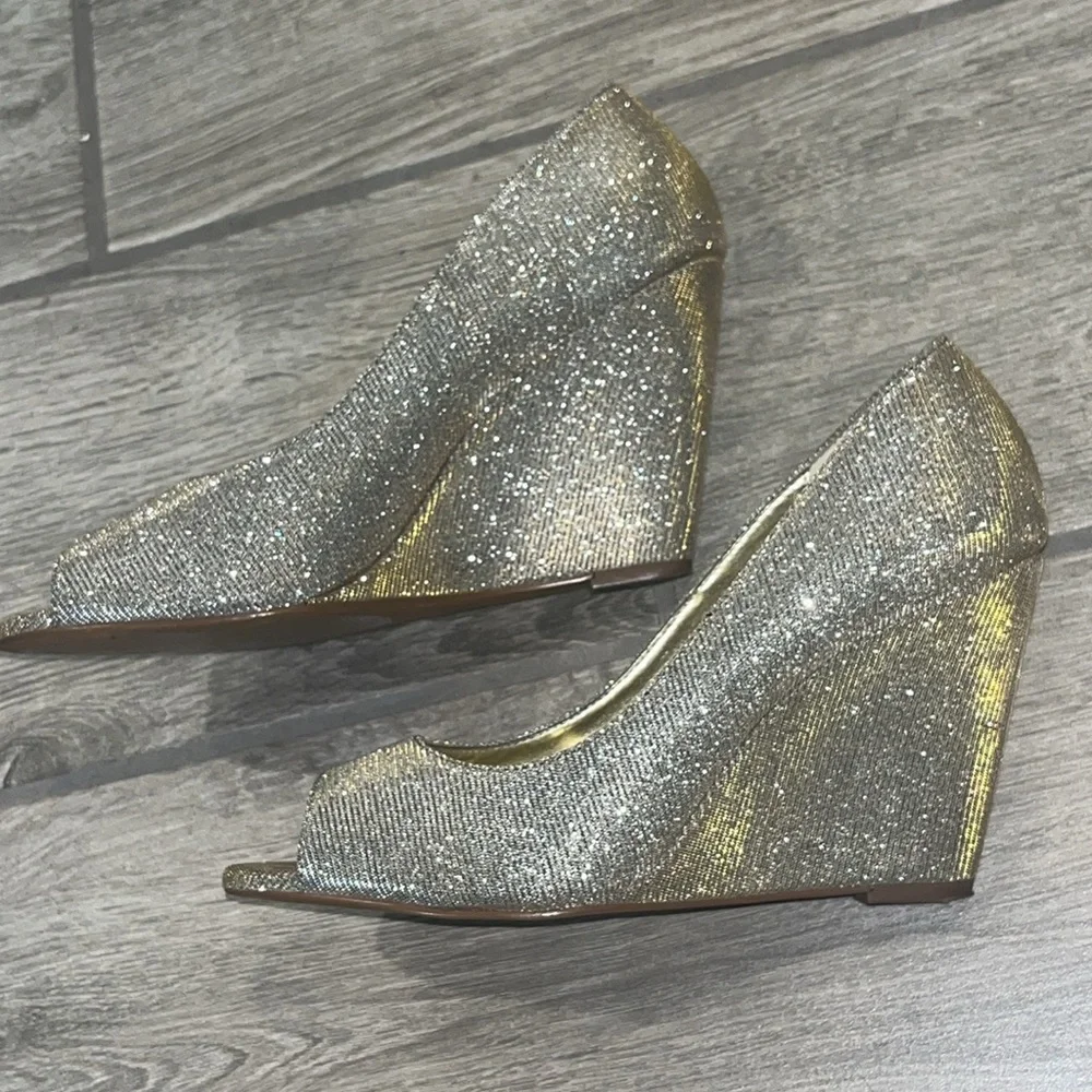 Kelly & Katie metallic wedge sz 8. Changes gold to silver